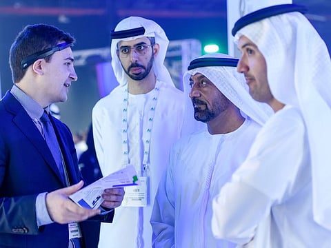 Shaikh Ahmad and Omar Sultan Al Olama at the first AI Everything conference in Dubai
