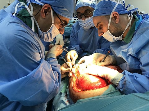 A team of surgeons at Dubai Hospital have successfully removed a tumour weighing 3.5-kg from around the left kidney of an Emirati patient, Gulf News learnt on Tuesday.
Conducted in mid-April under the supervision of Dr Fariborz Bagheri, head of the urology department at the hospital, the surgery not only saved the kidney but also the patient’s life.
COURTESY DUBAI HOSPITAL