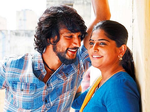 gautham Karthik and Manjima Mohan in ‘Devrattam’.