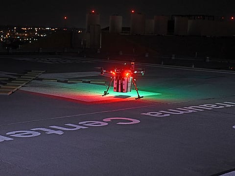 A drone carrying a donated kidney lands at the University of Maryland Medical Centre for a transplant.