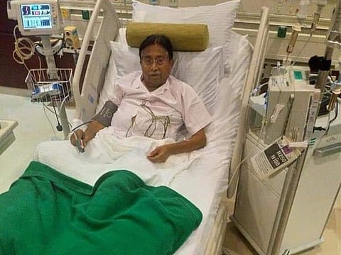 Former Pakistan President General (retired) Pervez Musharraf undergoes treatment at a hospital in Dubai.