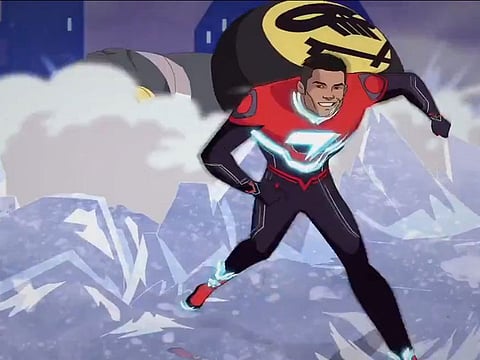 The new cartoon depicts Ronaldo transforming into a superhero