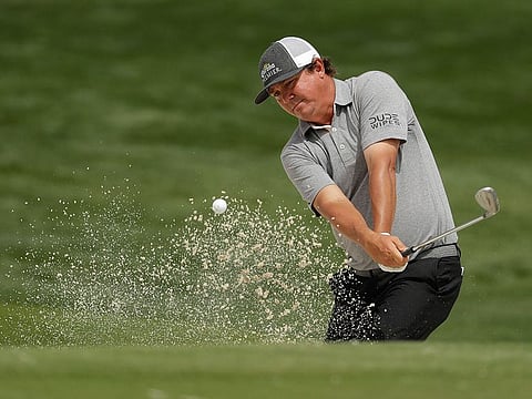 Jason Dufner hits from a sand trap on the 16th hole during the second round of the Wells Fargo Championship golf tournament at Quail Hollow Club in Charlotte, N.C., Friday, May 3, 2019.
