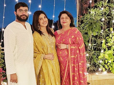 Siddharth and Priyanka with their mum Madhu.