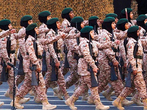 File photo: UAE's women soldiers during a parade.