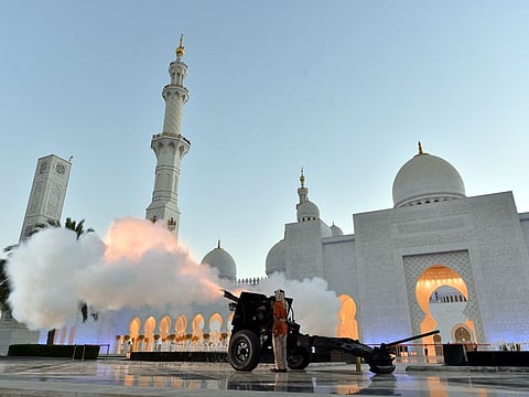 If you wish to watch the cannon being fired live during Ramadan this year, here are all the locations for the cannon firing that have been announced so far. File photo of Ramadan cannon firing at the Sheikh Zayed Grand Mosque in Abu Dhabi.