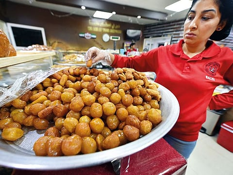 Luqaimat, Qattayef and Mshabak are popular sweets at Al Khaleej Bakeries and Pastries, one of Abu Dhabi’s oldest bakeries.