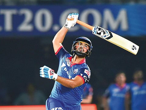 DC batsman Rishabh Pant plays a shot during their Indian Premier League 2019 match against Sunrisers Hyderabad.