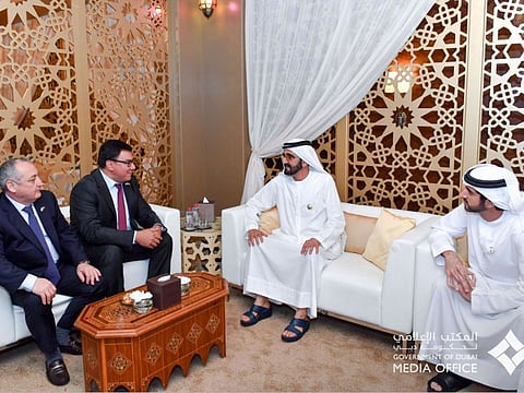 Shaikh Mohammad received a high-level Uzbek delegation led by Deputy Prime Minister Aziz Abdukhakimov