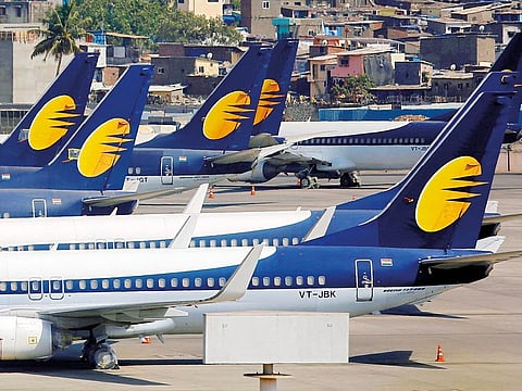 Jet Airways aircraft at the airport in Mumbai. At its peak, 26-year-old Jet operated over 120 planes and well over 600 daily flights.