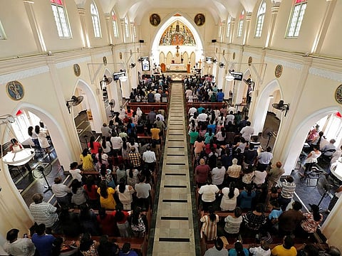 Worshippers during a mass at the St.Theresa's church as the Catholic churches in Sri Lanka restart their Sunday service after Easter Sunday bombing attacks on 21st of April,in Colombo, Sri Lanka May 12, 2019