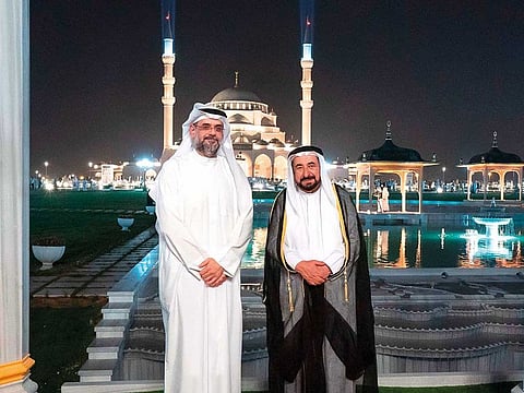 The new mosque in Sharjah was inaugurated by Dr Shaikh Sultan. Shaikh Sultan Bin Mohammad Bin Sultan Al Qasimi was also present.