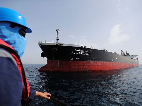 Al Marzoqah tanker is seen off the Port of Fujairah, United Arab Emirates.