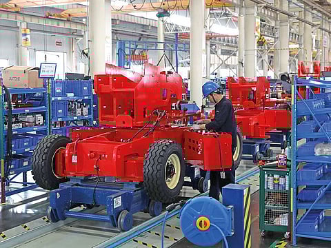 The production line of a factory in Jinan, in east China’s Shandong province. Beijing’s new retaliatory tariffs will take effect on June 1.