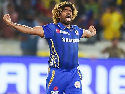 Mumbai Indians bowler Lasith Malinga celebrating after win over Chennai Super Kings (CSK) at the Indian Premier League 2019 final at Rajiv Gandhi International Cricket Stadium in Hyderabad, on Sunday, May 12, 2019.