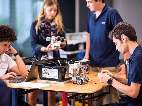 Students of American School of Dubai during their robotics class