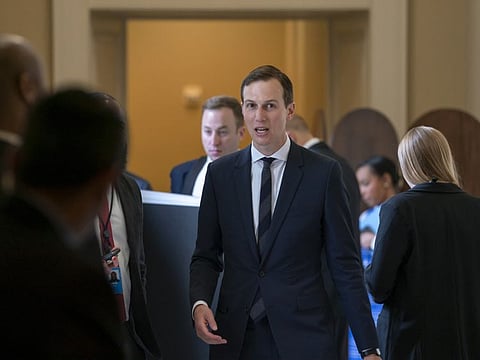 President Donald Trump's Senior Adviser, and son-in-law, Jared Kushner, departs the Capitol after a meeting with Senate Republicans, in Washington, Tuesday, May 14, 2019.