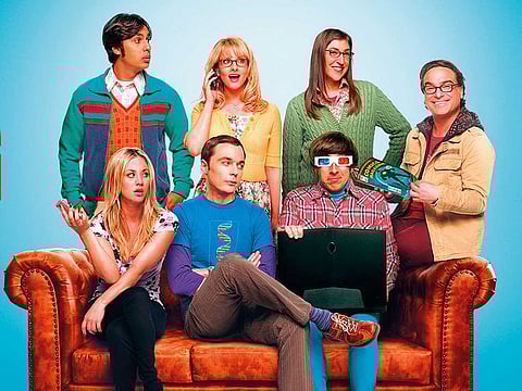 Top row: Kunal Nayyar, Melissa rauch, Mayim Bialik and Johnny Galecki. Bottom row: Kaley Couco, Jim Parsons and Simon Helberg.