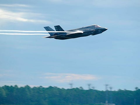 US Air Force handout photo shows a US Marine F-35 Lightning II taking off at Tyndall Air Force Base in Florida.
