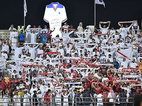 Sharjah FC fans in jubilation after winning the 2019 Arabian Gulf League.