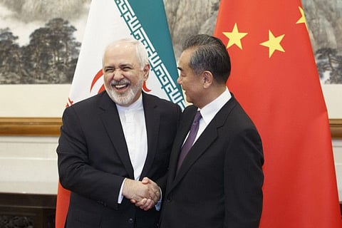 Beijing: Chinese Foreign Minister Wang Yi meets Iranian Foreign Minister Mohammad Javad Zarif at Diaoyutai State Guesthouse in Beijing, Friday, May 18, 2019.