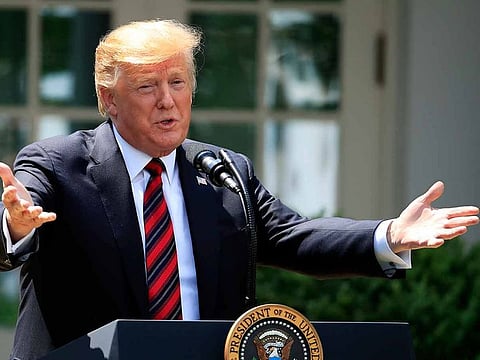 US President Donald Trump speaks about modernizing the immigration system in the Rose Garden of the White House, Thursday, May 16, 2019, in Washington.