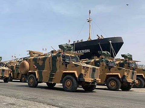 Alleged Turkish armoured vehicles at Tripoli port.