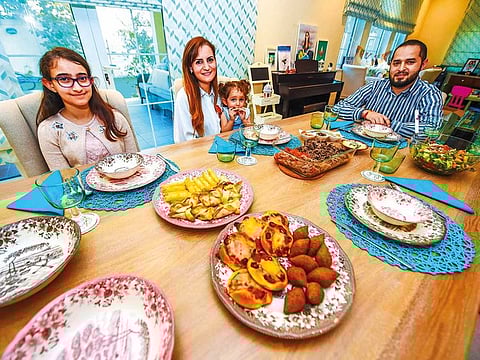 From Left: Lynn Gaziri, Youmna, Lara and Ziad during iftar at their home in south Dubai. Despite Lynn’s medical condition, the 12-year-old has been undertaking the Ramadan fast for the last two years.