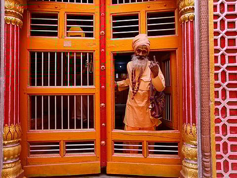 An Indian man displays the indelible ink mark on his finger after casting his vote in Varanasi, India,Sunday, May 19, 2019. Indians are voting in the seventh and final phase of national elections, wrapping up a 6-week-long long, grueling campaign season. Counting of votes is scheduled for May 23.