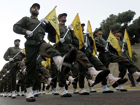 Hezbollah fighters march in a parade in this file photo.