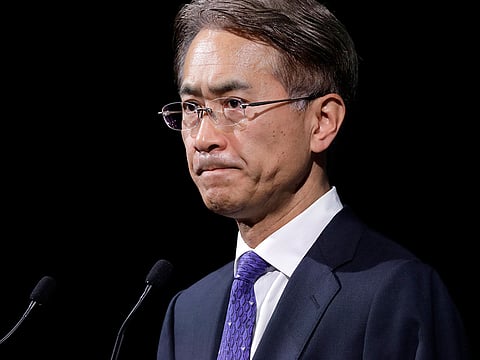 Kenichiro Yoshida, chief executive officer of Sony Corp., pauses while speaking during a news conference in Tokyo, Japan, on Tuesday, May 21, 2019.