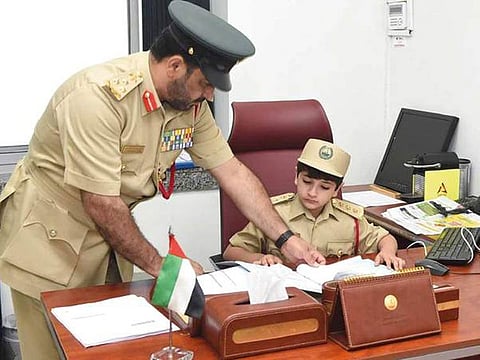 Al Muraqabbat Police Station granted the wish of Ali Ebrahim and made him a policeman for the day.