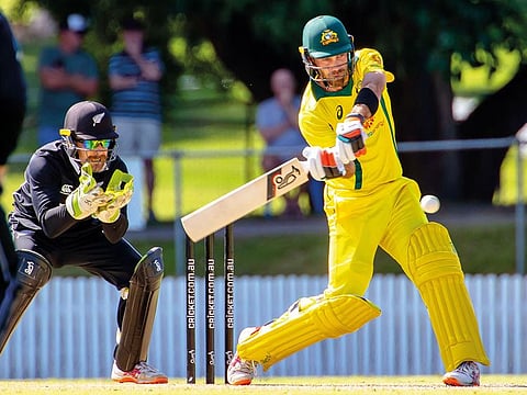 Maxwell bats during the second of three warm up matches against New Zealand in Brisbane earlier this month.