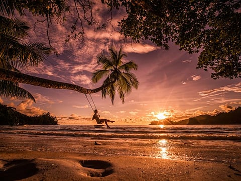A tourist in Seychelles.