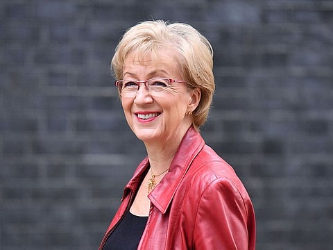 In this file photo taken on April 30, 2019 Britain's Leader of the House of Commons Andrea Leadsom arrives at 10 Downing Street to attend a Cabinet meeting in London.