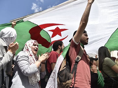 Algerian students take part in a demonstration near the presidential palace in the capital Algiers on May 21, 2019. Algeria's army chief urged demonstrators on May 20 to accept presidential polls set for July 4 to elect a successor to ousted president Abdelaziz Bouteflika.
