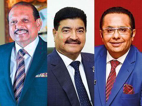 Yusuffali MA, Chairman of Lulu Group; Dr B.R. Shetty, founder and chairman, NMC Healthcare; and Rizwan Sajan, founder and chairman, Danube Group
