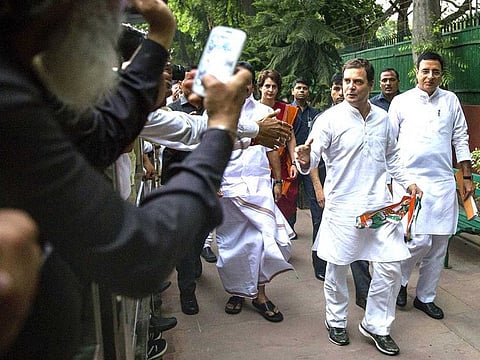 Congress Party president Rahul Gandhi after a conference at the party’s headquarters in New Delhion Thursday, In Bihar, the opposition lost seats wherever Rahul addressed rallies.