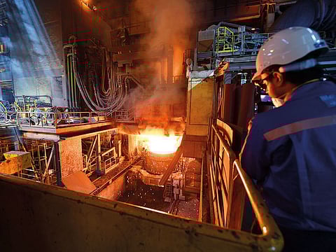 The Emirates Steel factory in Musaffah, Abu Dhabi. General Holding Corporation (Senaat), the sole shareholder of Emirates Steel Industries has submitted an offer to the Board of Arkan Building Materials Company.