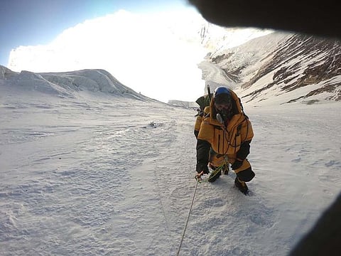 Lebanese expat living in Dubai, Fatima Deryan (26), climbing up the Mt. Everest