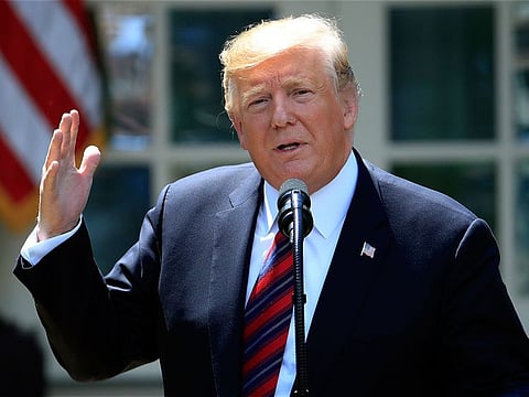 In this May 16, 2019, file photo, President Donald Trump speaks in the Rose Garden of the White House in Washington.