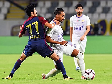 Action from the match between Al Wahda and Al Ain during the Arabian Gulf League. Al Wahda won 1-0.