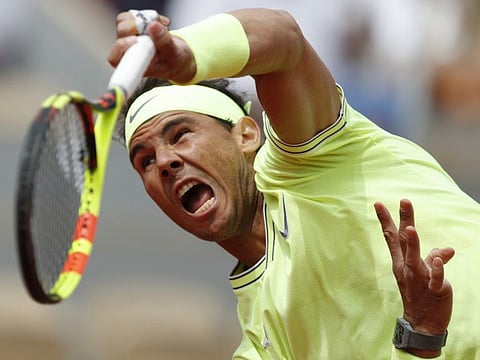 Former world No.1 Rafael Nadal in action during his first round win over Germany's Yannick Hanfmann.