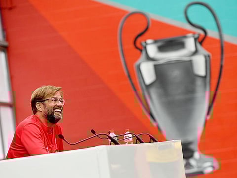 Liverpool manager Jurgen Klopp speaks during a press conference at the Melwood Training ground in Liverpool, on May 28, 2019.