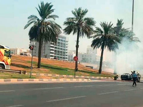 Driver escapes unhurt after his vehicle catches fire in Sharjah.