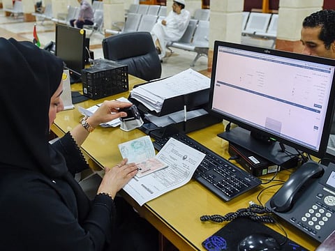 Staff at the Visa section at General Directorate of Residency and Foreign Affairs (GDRFA) in Dubai.