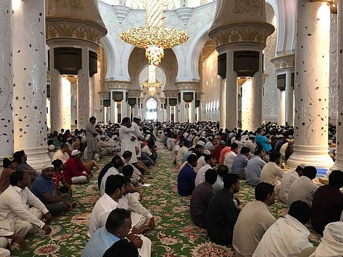Worshippers gathered at Shaikh Zayed Grand Mosque in Abu Dhabi to perform the 1st Friday prayer of the fasting month of Ramadan.