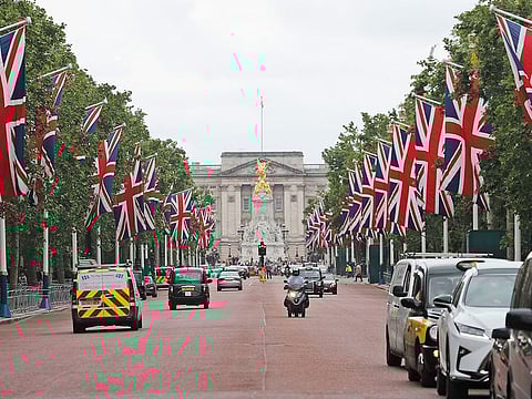 United Kingdom flags fly at Pall Mall on the way from Buckingham Palace in preparation for the State Visit of US President Donald Trump, in London, Friday, May 31, 2019.