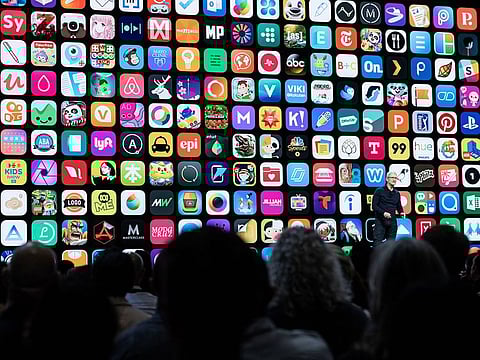 Chief executive Tim Cook speaks at Apple's annual World Wide Developers Conference in San Jose, Calif., June 4, 2018.