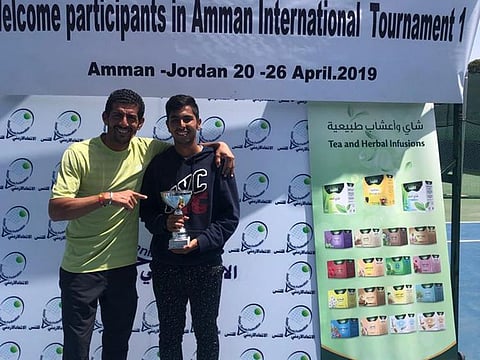 Teenager Garv Bahl with coach Essam Jallali.